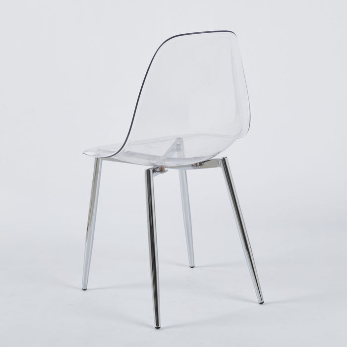 Transparent Plastic Seat Dining Chair (Set of 4)