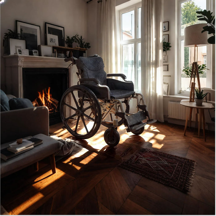 Heavy Duty Foldable Manual Wheelchair Double X Force Support With Adjustable Seat Belt Breathable Cushion & Anti Backflip Design 24" Tires For All Terrains 350 Lbs Capacity - Black / Silver