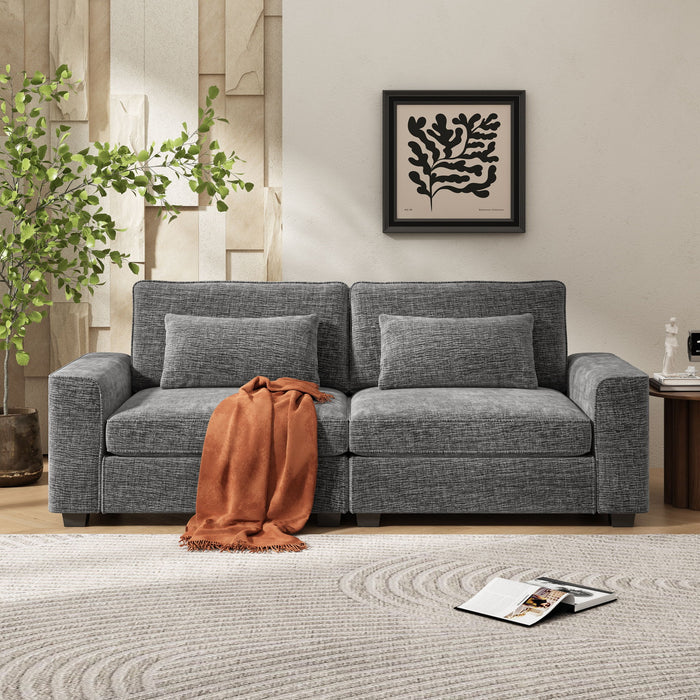 Modern Fabric Sofa With Plush Cushions, Sleek Arm Design