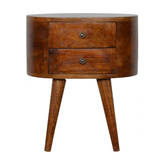 Rounded Bedside Table - Chestnut