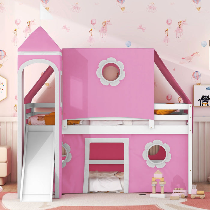 Loft Bed With Slide Tent And Tower Fun Playhouse Design