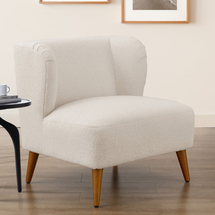 Veda - Accent Chair With Wrap Around Back Boucle - White