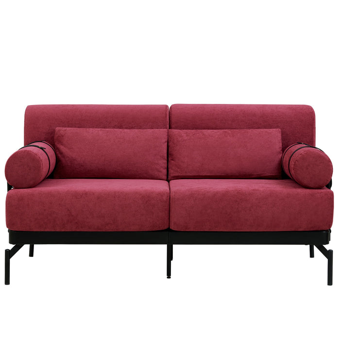Modern Loveseat Sofa 2 Seater With USB Ports, Cylindrical Armrests
