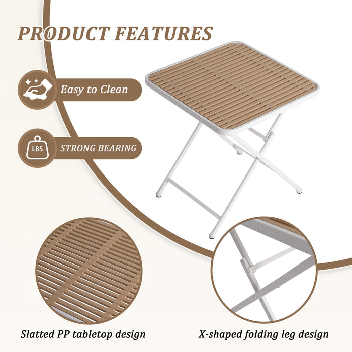 Modern Folding Square Table, Water Proof And Wear Resistant - Apricot / White