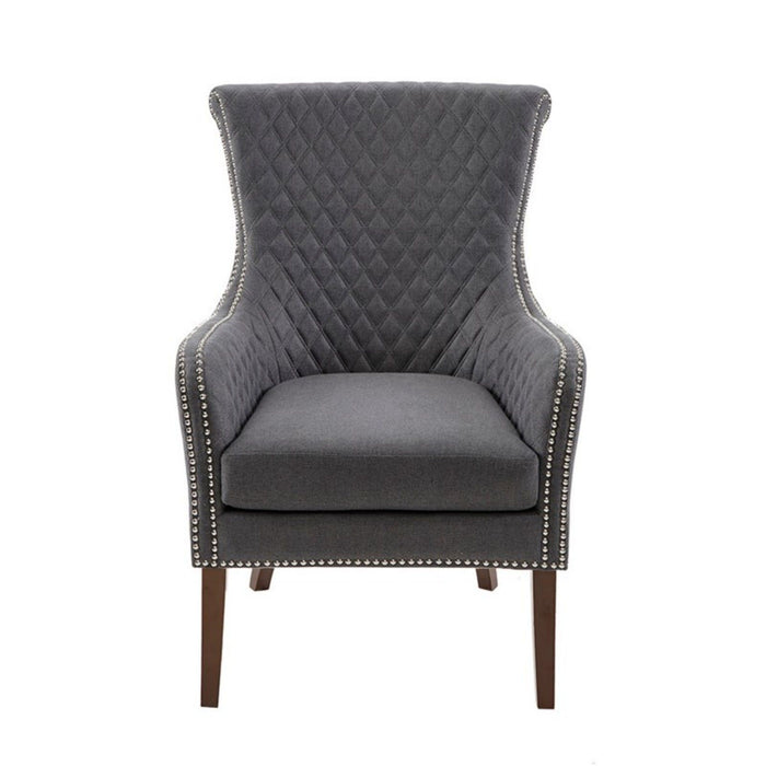 Heston - Accent Chair With Quilted Back And Nailheads - Gray