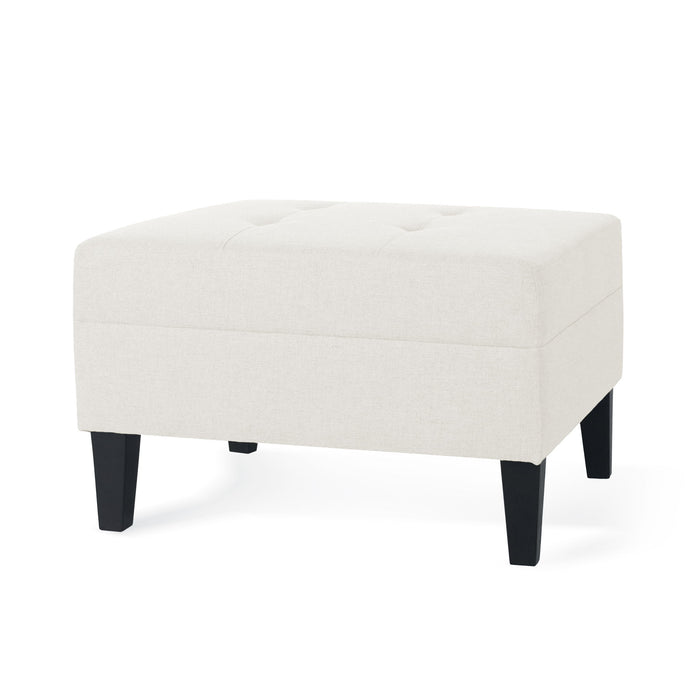 Ottoman With Birch Wood Legs And Cushioned Top For Comfort