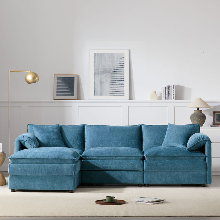 Modular Sectional With Deep And Wide Seat, Cloud Couch Set With Double Cushions Sofa With Movable Ottoman
