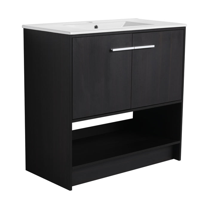 Modern Bathroom Vanity With Ceramic Sink, Freestanding Cabinet, Soft Closing Doors
