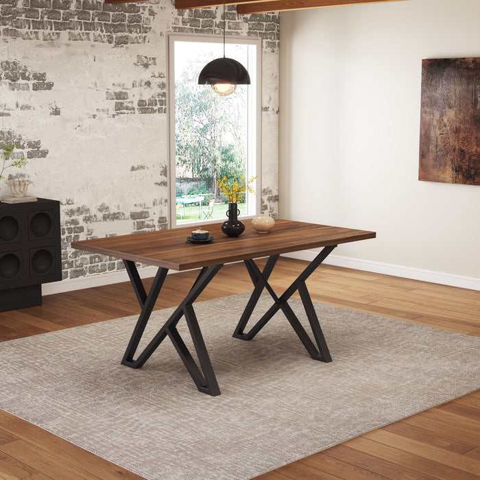 Industrial Style Indoor Dining Table With Metal Legs - Walnut / Black
