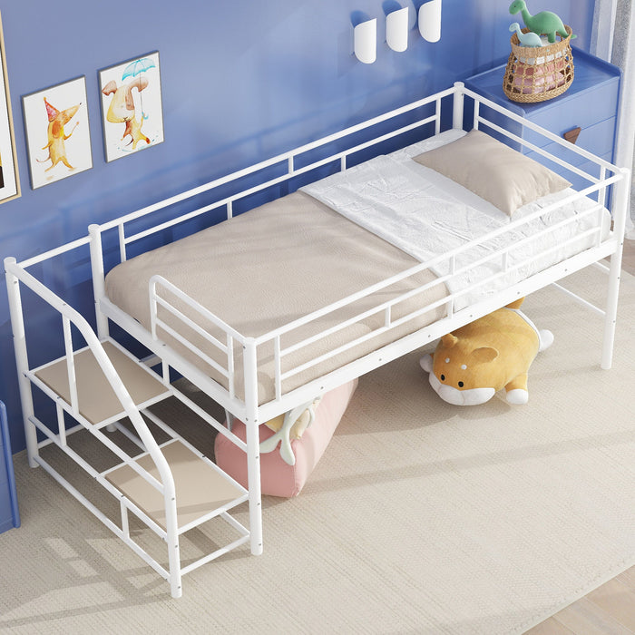 Loft Bed With Storage Stairs And Metal Frame