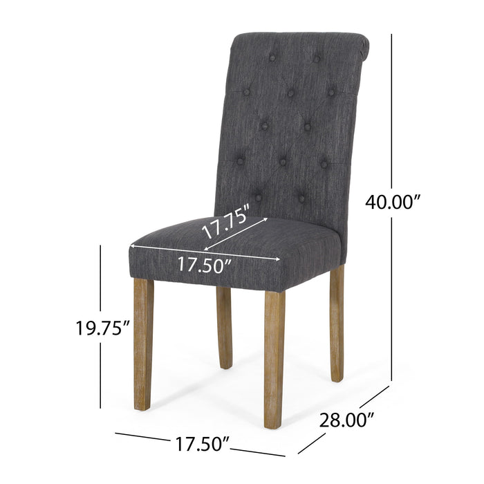 Contemporary Dining Chair (Set of 2) With Button Tufted Design - Charcoal